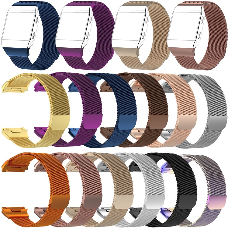 Luxury Milanese Magnetic Stainless Steel Watch Band for Fitbit Ionic - Size: S, Black-5