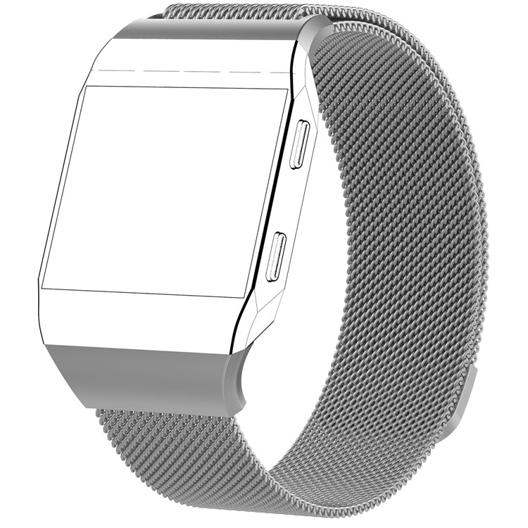 For Fitbit Ionic Luxury Milanese Stainless Steel Magnetic Watch Band - Size: S, Silver-1