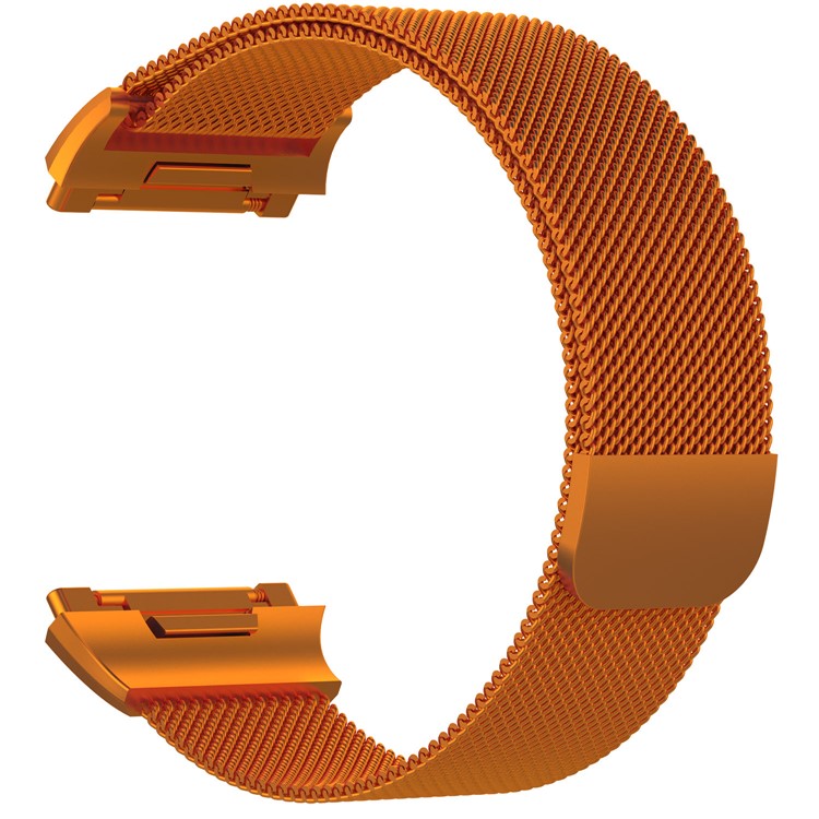 Banda di lusso in acciaio inossidabile milanese per Fitbit Ionic - Formato: S, arancione-3