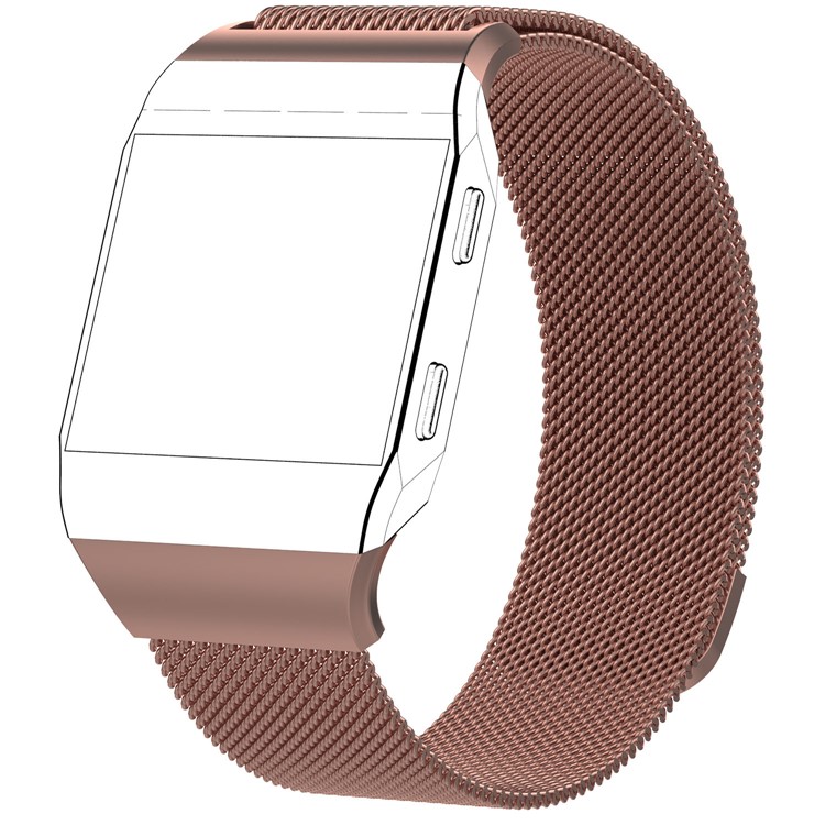 Luxury Milanese Magnetic Stainless Steel Watch Band Replacement for Fitbit Ionic - Size: S, Rose Pink-2