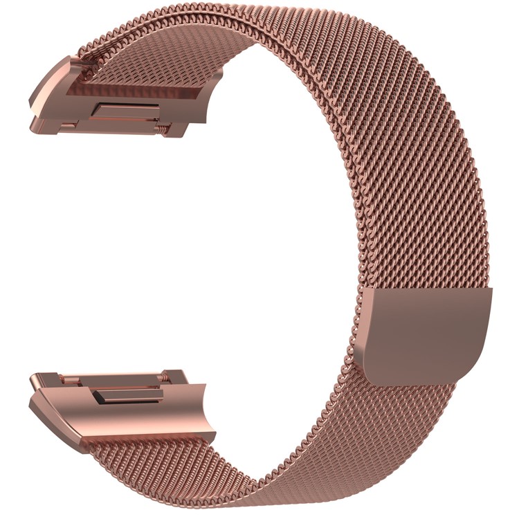 Luxury Milanese Magnetic Stainless Steel Watch Band Replacement for Fitbit Ionic - Size: S, Rose Pink-3