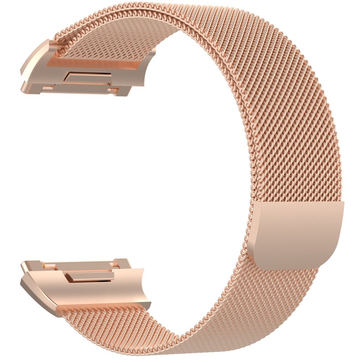 For Fitbit Ionic Luxury Milanese Magnetic Stainless Steel Watch Strap Replacement - Size: L, Rose Gold Color-2
