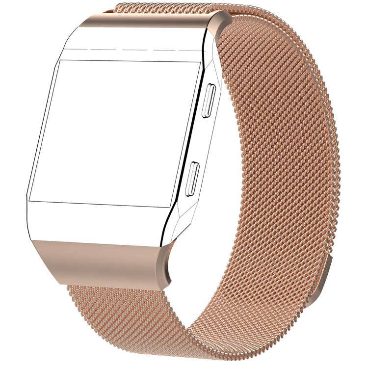 For Fitbit Ionic Luxury Milanese Magnetic Stainless Steel Watch Strap Replacement - Size: L, Rose Gold Color-3