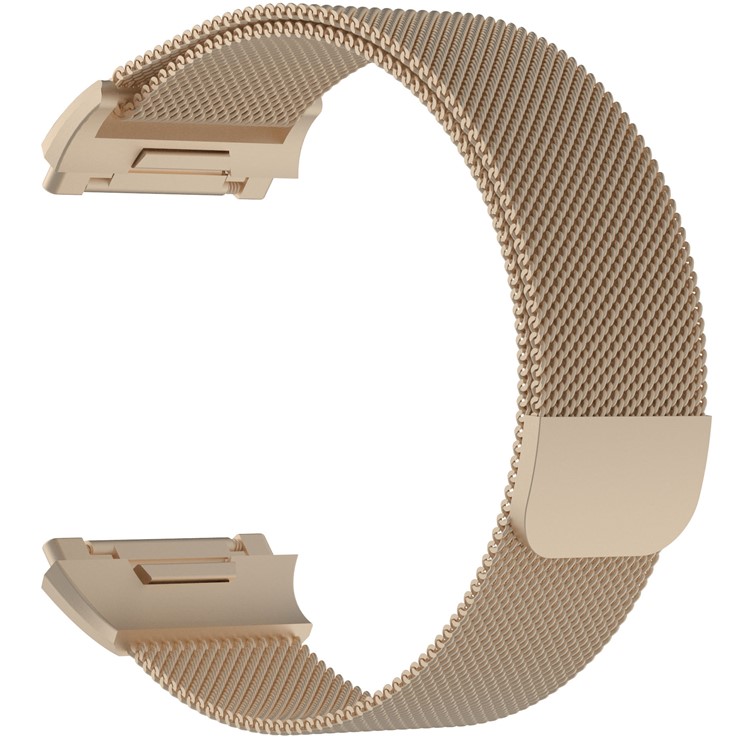 Luxury Milanese Magnetic Stainless Steel Watch Strap Bracelet for Fitbit Ionic - Size: L, Champagne Gold Color-3