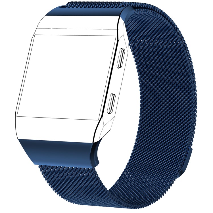 Luxury Milanese Stainless Steel Watch Band with Magnetic Buckle for Fitbit Ionic - Size: S, Dark Blue-1