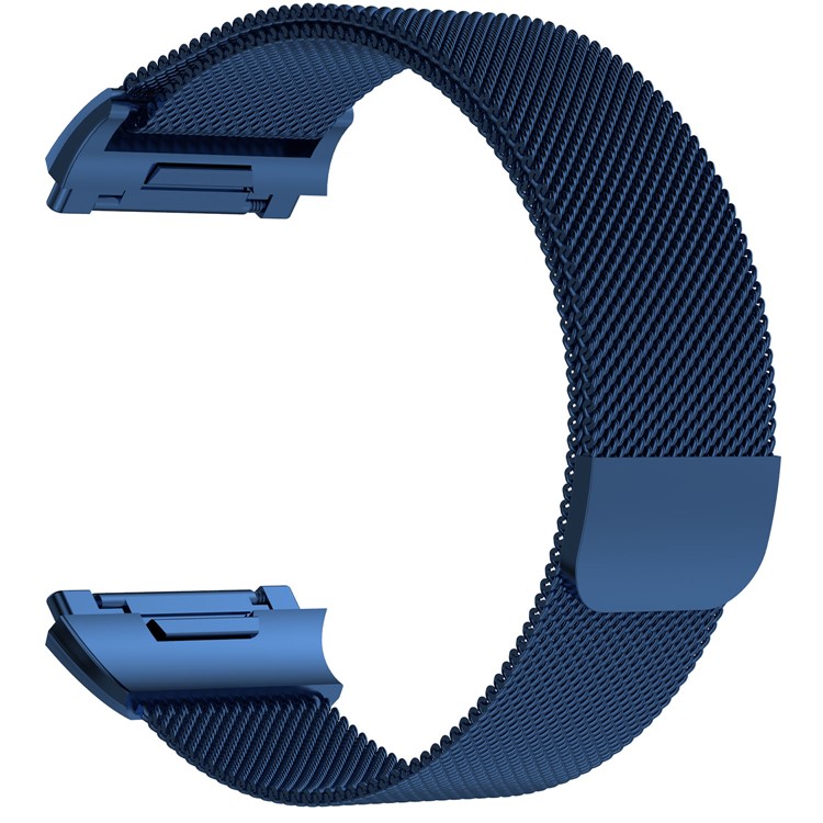Luxury Milanese Stainless Steel Watch Band with Magnetic Buckle for Fitbit Ionic - Size: S, Dark Blue-3
