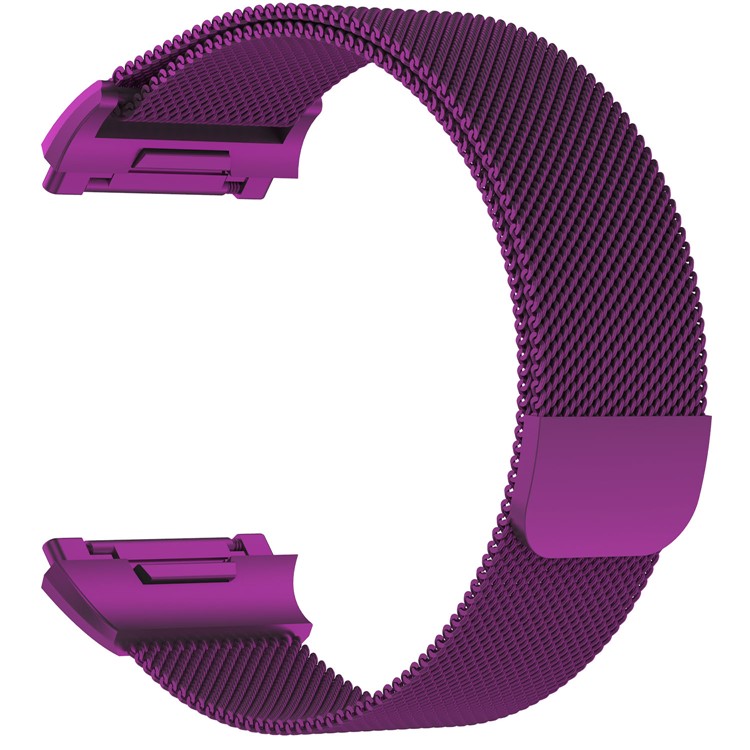 Luxury Milanese Magnetic Metal Watch Strap for Fitbit Ionic - Size: L, Purple-3