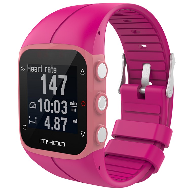 Metal Buckle Silicone Watch Strap for Polar M400 - Rose-3