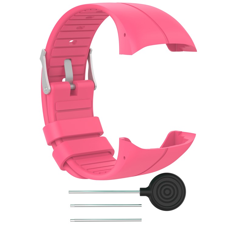 Metal Buckle Silicone Watch Strap with Installation Tools for Polar M400 - Pink-2