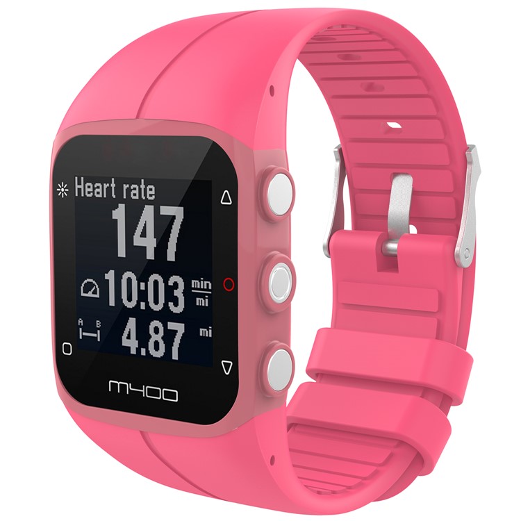 Metal Buckle Silicone Watch Strap with Installation Tools for Polar M400 - Pink-3