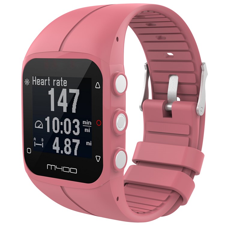 Flexible Silicone Watch Strap Replacement for Polar M400 - Deep Pink-3