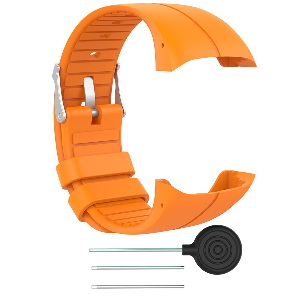 Soft Silicone Metal Buckle Watch Strap for Polar M400 - Orange-2