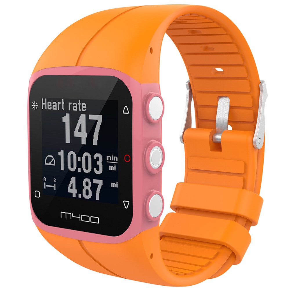 Soft Silicone Metal Buckle Watch Strap for Polar M400 - Orange-3