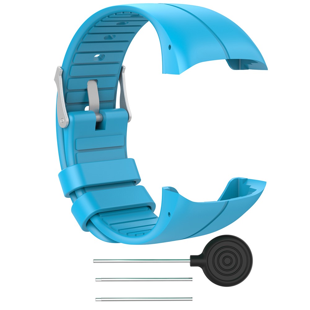 Flexible Silicone Metal Buckle Watch Band for Polar M400 - Blue-2