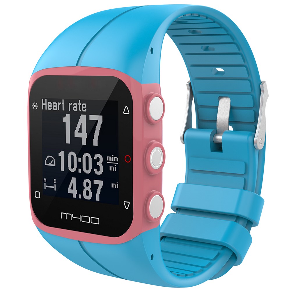 Flexible Silicone Metal Buckle Watch Band for Polar M400 - Blue-3