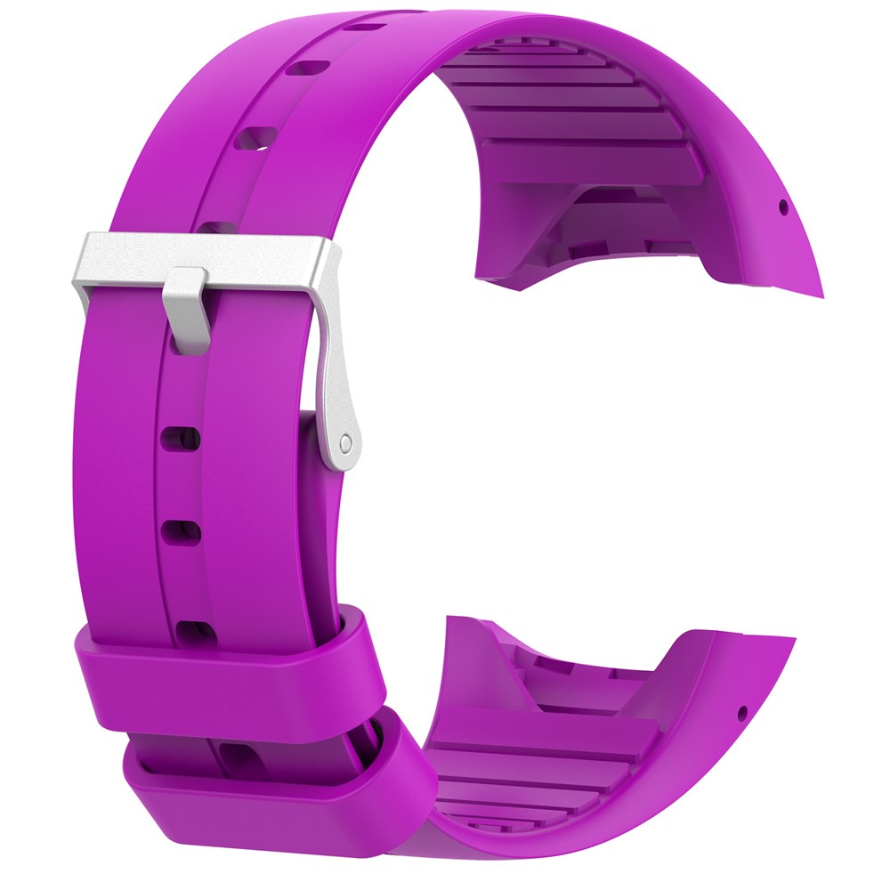 Metal Buckle Silicone Watch Strap Replacement for Polar M400 - Purple-1