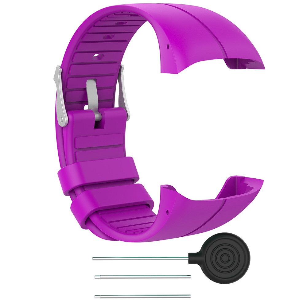 Metal Buckle Silicone Watch Strap Replacement for Polar M400 - Purple-2