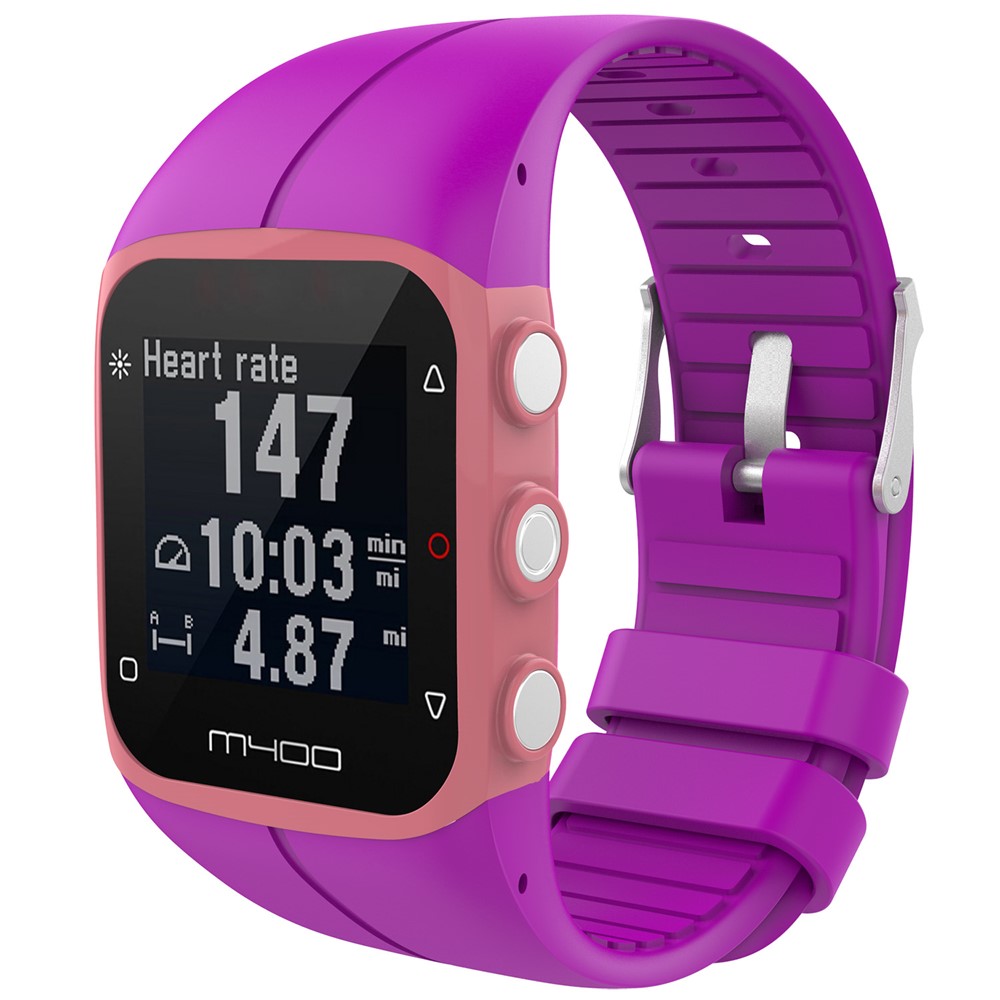 Metal Buckle Silicone Watch Strap Replacement for Polar M400 - Purple-3