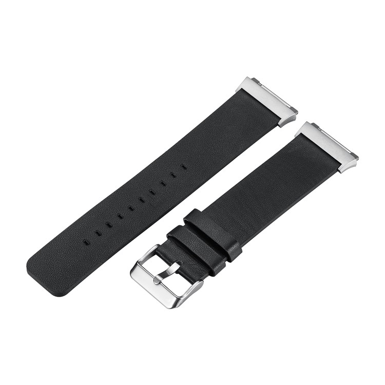 Genuine Leather Stainless Steel Wrist Watch Strap for Fitbit Ionic - Black-1