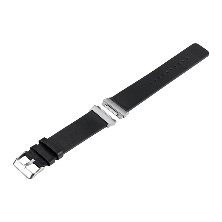Genuine Leather Stainless Steel Wrist Watch Strap for Fitbit Ionic - Black-4