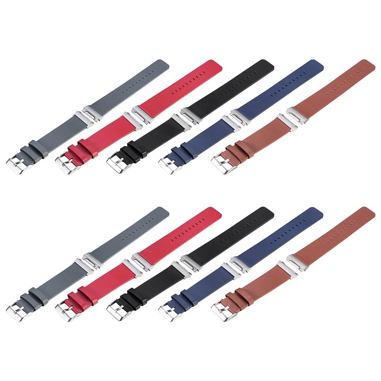 Genuine Leather Stainless Steel Wrist Watch Strap for Fitbit Ionic - Black-5