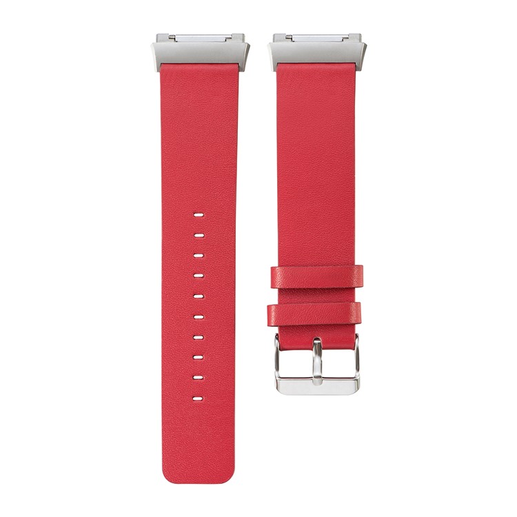 Genuine Leather Stainless Steel Watch Strap Replacement for Fitbit Ionic - Red-4