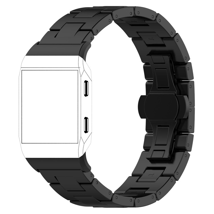 Solid Stainless Steel Watch Band Link Bracelet for Fitbit Ionic - Black-2