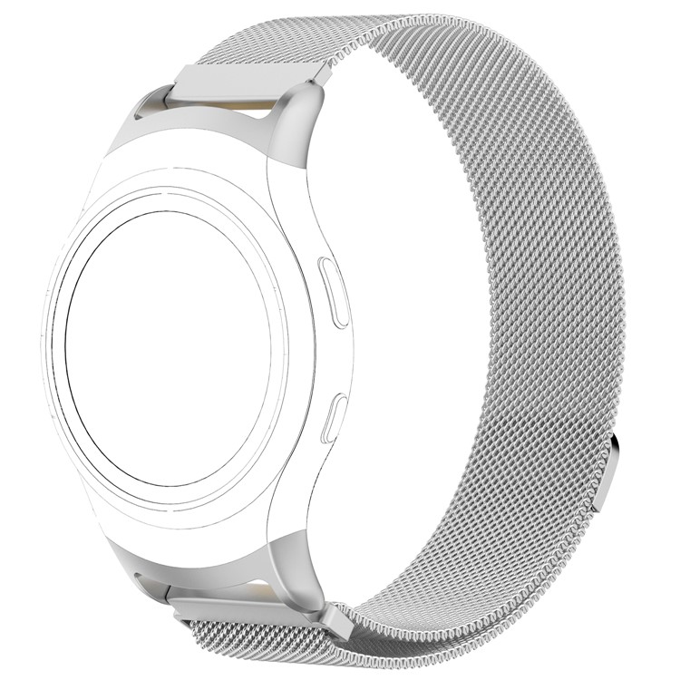 For Samsung Gear S2 Magnetic Milanese Loop Stainless Steel Woven Watch Strap - Silver Color-3