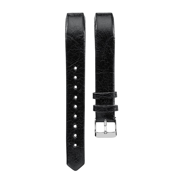 Classic Buckle Top Layer Cowhide Genuine Leather Watch Band for Fitbit Alta/Alta HR - Black-1