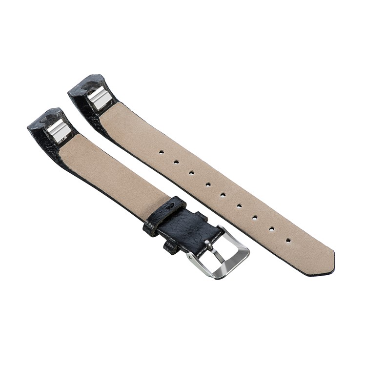 Classic Buckle Top Layer Cowhide Genuine Leather Watch Band for Fitbit Alta/Alta HR - Black-2