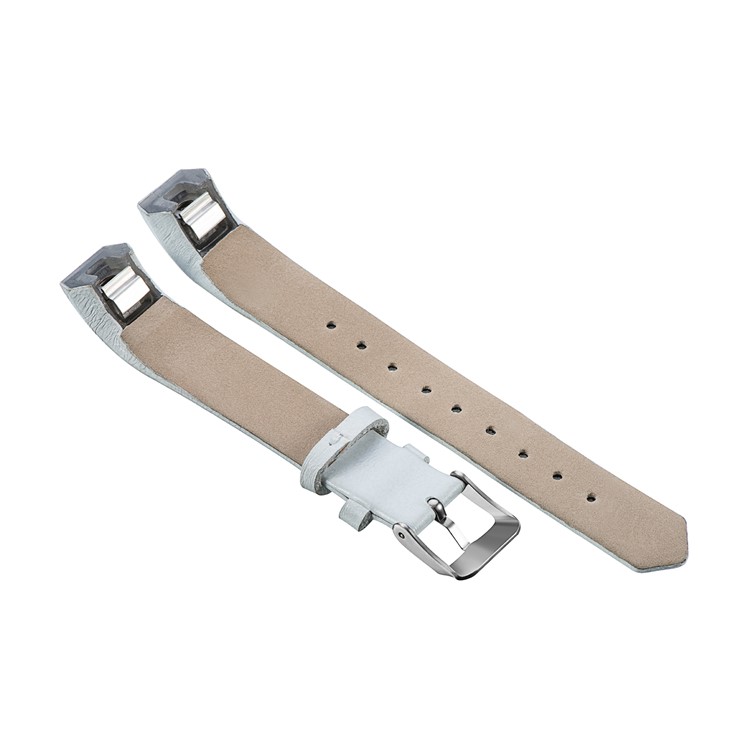 Top Layer Cowhide Genuine Leather Watch Band with Classic Buckle for Fitbit Alta/Alta HR - White-2