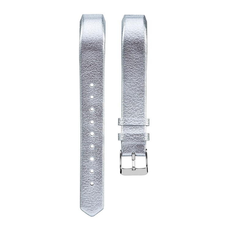 Classic Buckle Genuine Leather Watch Band Replacement for Fitbit Alta/Alta HR - Silver Color-1