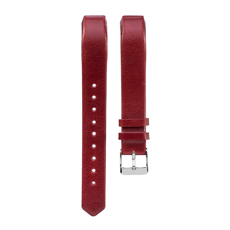 Classic Buckle Top Layer Cowhide Genuine Leather Watch Strap for Fitbit Alta/Alta HR - Red-1