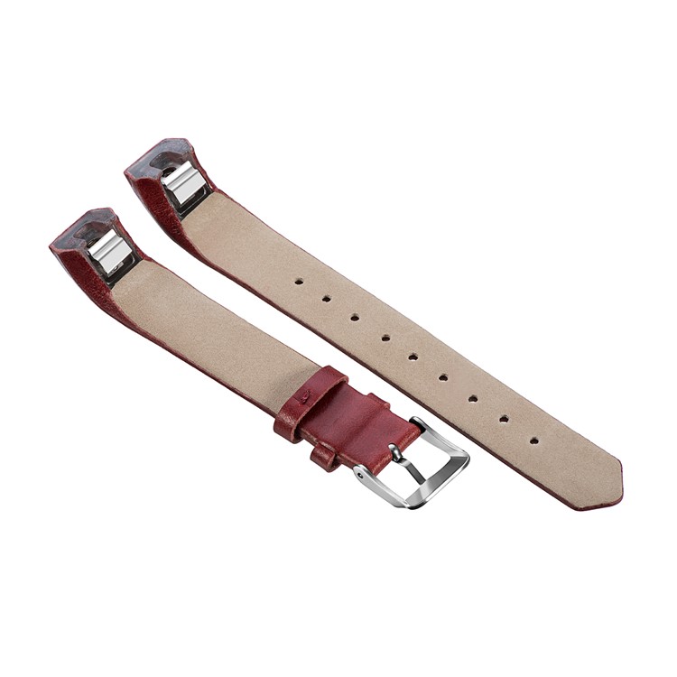 Classic Buckle Top Layer Cowhide Genuine Leather Watch Strap for Fitbit Alta/Alta HR - Red-2