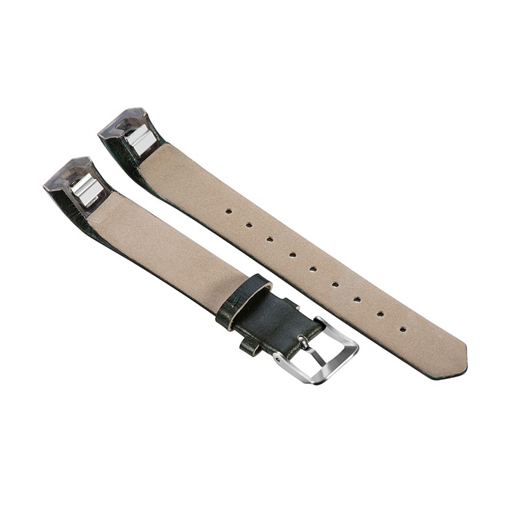 Top Layer Cowhide Genuine Leather Watch Strap with Classic Buckle for Fitbit Alta/Alta HR - Blackish Green-2