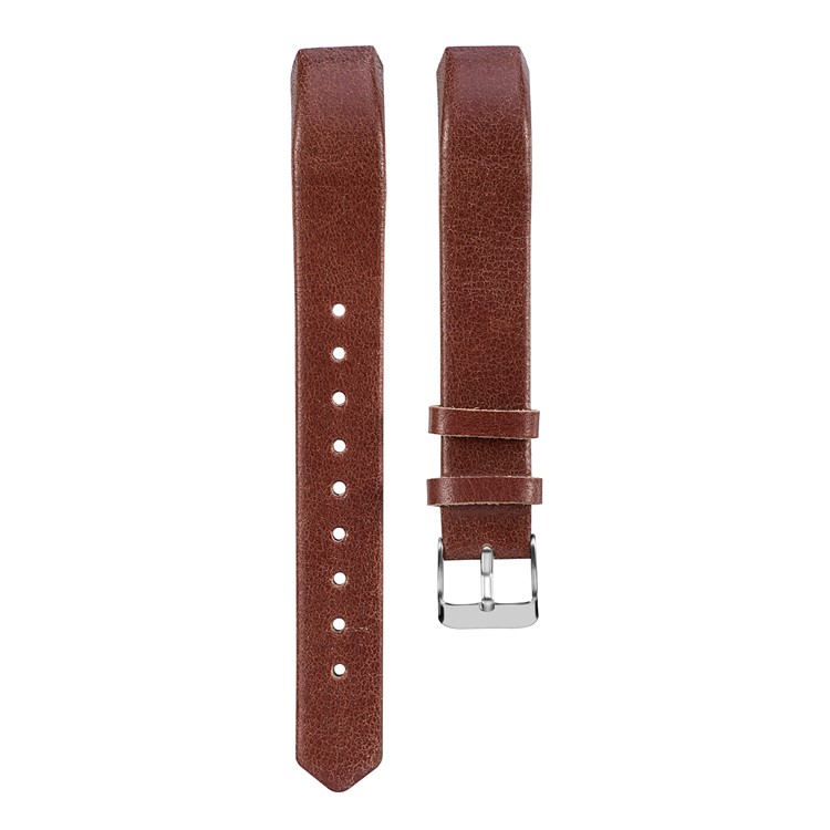 Top Layer Cowhide Genuine Leather Watch Band Strap for Fitbit Alta/Alta HR - Red Coffee-1