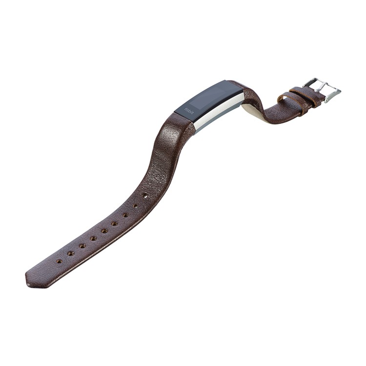 Classic Pin Buckle Genuine Leather Smart Watch Band for Fitbit Alta/Alta HR - Coffee-3
