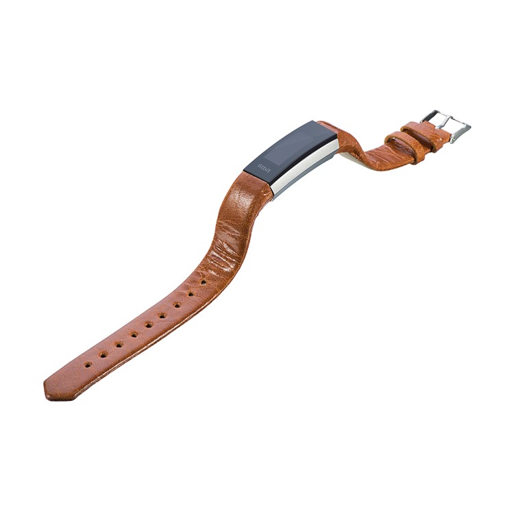 Classic Pin Buckle Genuine Leather Smart Watch Strap Replacement for Fitbit Alta/Alta HR - Light Brown -3