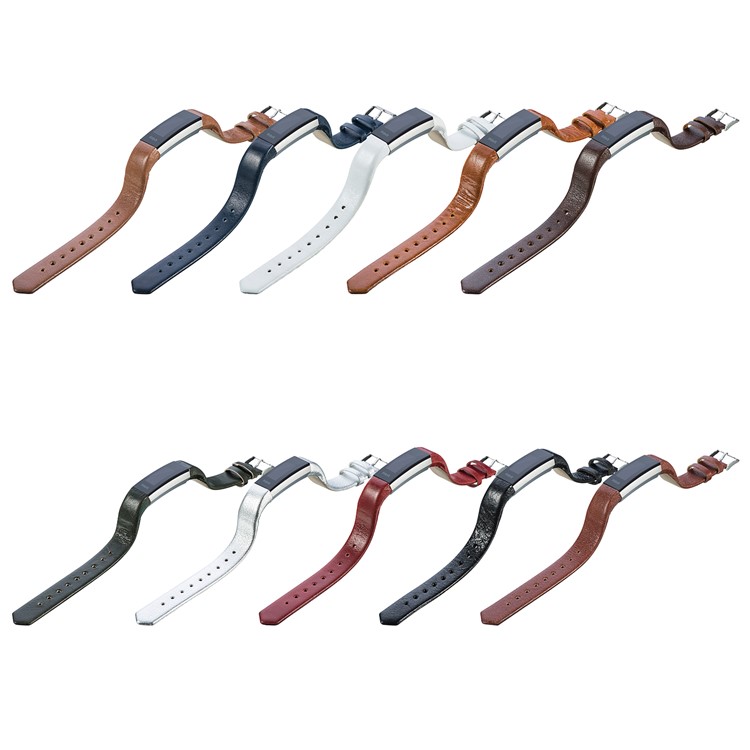 Classic Pin Buckle Genuine Leather Smart Watch Strap Replacement for Fitbit Alta/Alta HR - Light Brown -4