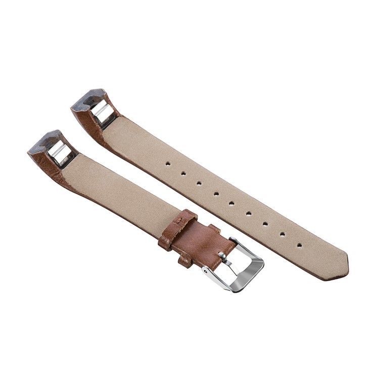 Pour Fitbit Alta / Alta HR Bracelet En Cuir Véritable Avec Boucle Ardillon Classique - Marron foncé-2