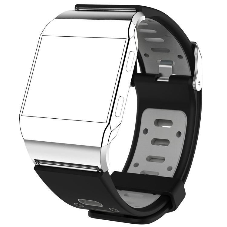 Bi-color Trendy Sports Silicone Bracelet Strap for Fitbit Ionic - Black / Grey-1