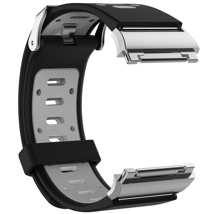 Bi-color Trendy Sports Silicone Bracelet Strap for Fitbit Ionic - Black / Grey-3