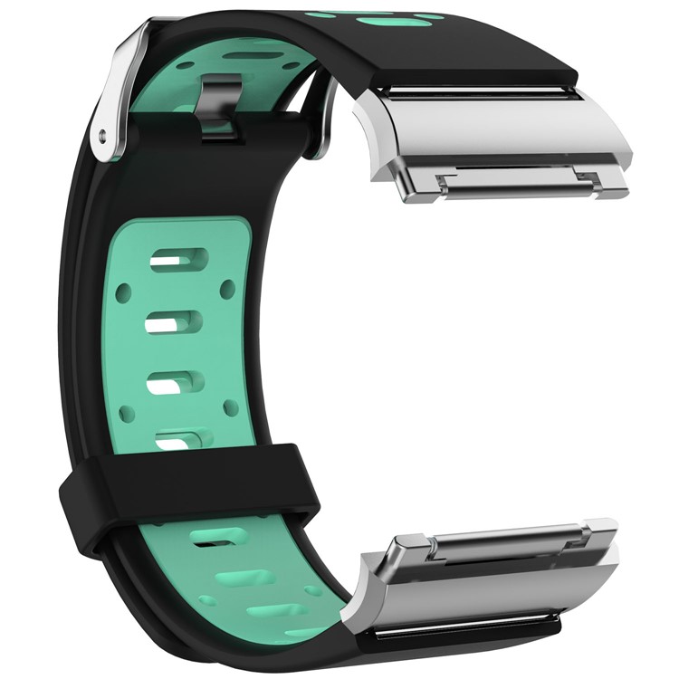 Two-Tone Breathable Silicone Bracelet Strap Wristband for Fitbit Ionic - Black / Green-2