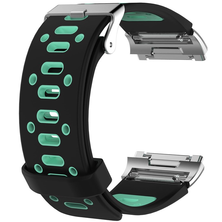 Two-Tone Breathable Silicone Bracelet Strap Wristband for Fitbit Ionic - Black / Green-3