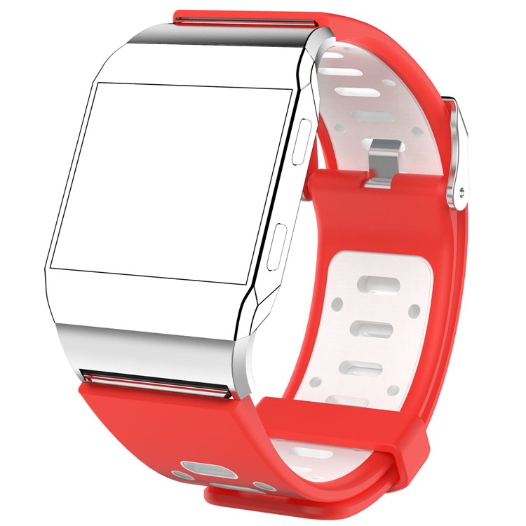 Two-color Stylish Sports Silicone Replacement Band for Fitbit Ionic - Red / White-1