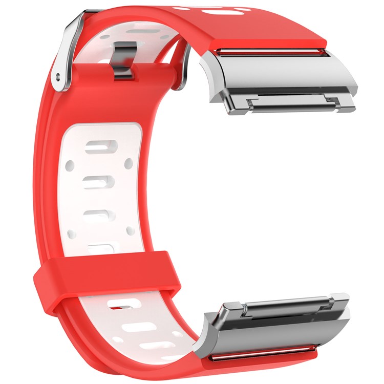 Two-color Stylish Sports Silicone Replacement Band for Fitbit Ionic - Red / White-2