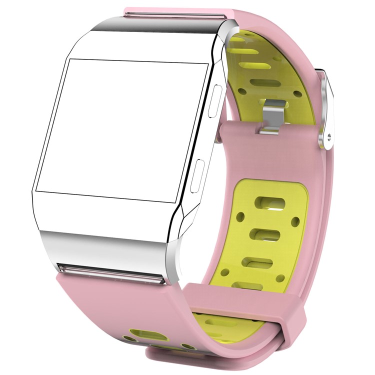 For Fitbit Ionic Bi-color Fashion Silicone Band Accessory - Pink / Yellow-1