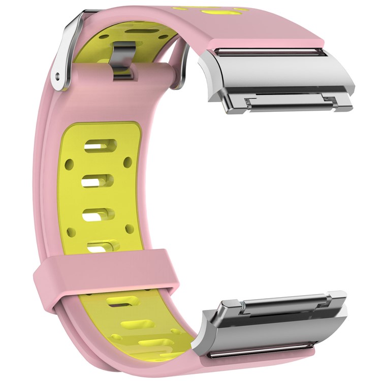 For Fitbit Ionic Bi-color Fashion Silicone Band Accessory - Pink / Yellow-2