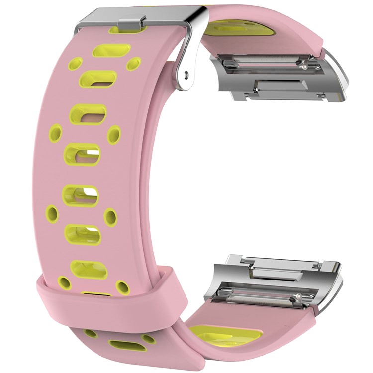 For Fitbit Ionic Bi-color Fashion Silicone Band Accessory - Pink / Yellow-3
