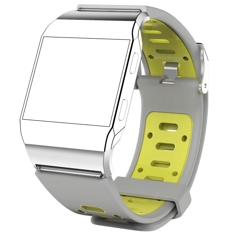 Bi-color Breathable Sports Silicone Replace Strap for Fitbit Ionic - Grey / Yellow-1